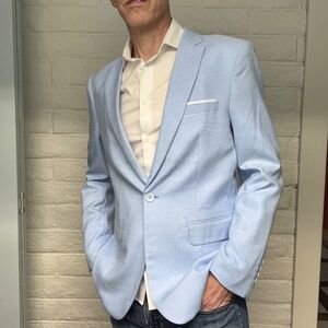 Mens BLUE Blazer Jacket Slim Fit - One Button Casual Sport Coat